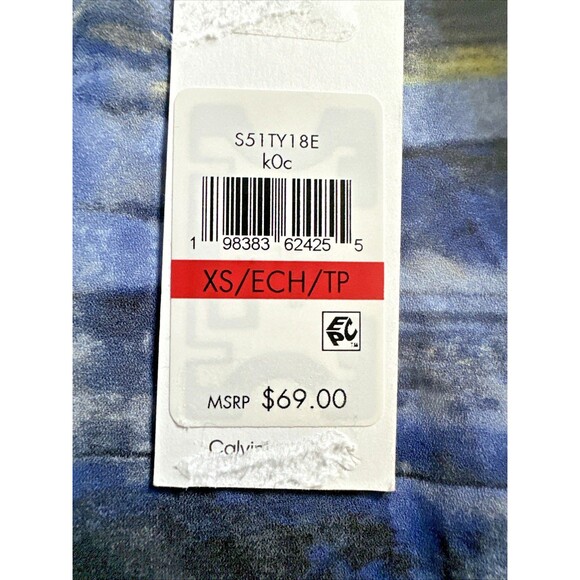 Calvin Klein Women's Printed Halter Neck Top Blouse Casual Formal Blue Multi XS - Picture 7 of 9